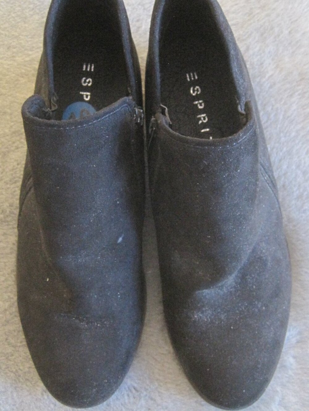 ESPRIT BLACK FAUX SUEDE HUNTER SIDE ZIP ANKLE BOOT BOOTIES 10 EUC. RETAIL $65.00